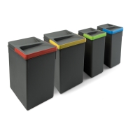 Emuca Contenitori per cassetti da cucina Recycle, Altezza 266, 2x15 + 2x7, Plastica grigio antracite, Tecnoplastica