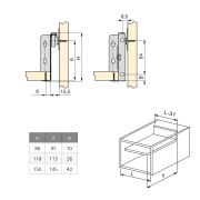 Emuca Kit cassetto per cucina Ultrabox, altezza 118 mm, prof. 500 mm, Acciaio, Grigio metallizzato, 10 u.