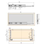 Emuca Kit cassetto per cucina o bagno Vertex di altezza 178 mm con pannelli inclusi., 450, Verniciato bianco, Vari