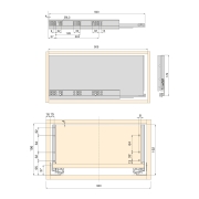 Emuca Kit cassetto per cucina o bagno Vertex di altezza 178 mm con pannelli inclusi., 900, Grigio antracite, Vari