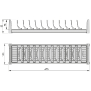 Emuca Portapiatti Orderbox per cassetto, 120x470 mm, Grigio antracite, Alluminio e Tecnoplastica