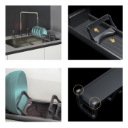 Emuca Portapiatti Orderbox per cassetto, 90x470 mm, Grigio antracite, Alluminio e Tecnoplastica