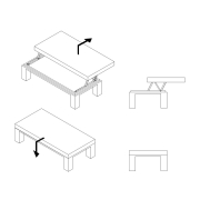 Emuca Set di 2 meccanismi di sollevamento per tavolini, Verniciato nero, Acciaio