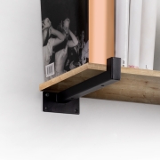 Emuca Set di supporti per mensole in legno Shelf dritto con tubo quadro, Acciaio, Verniciato nero