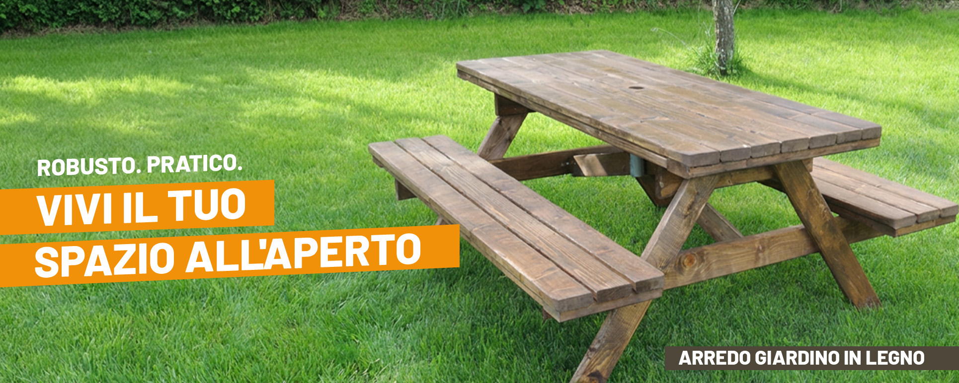 Tavoli con panche in legno da giardino Brico Legno Store