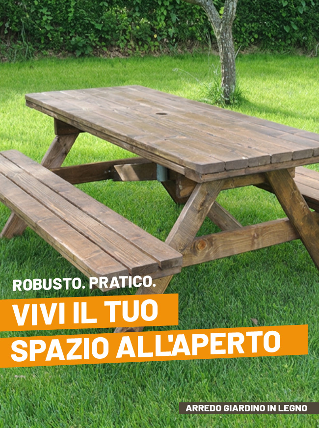 Tavoli con panche in legno da giardino Brico Legno Store