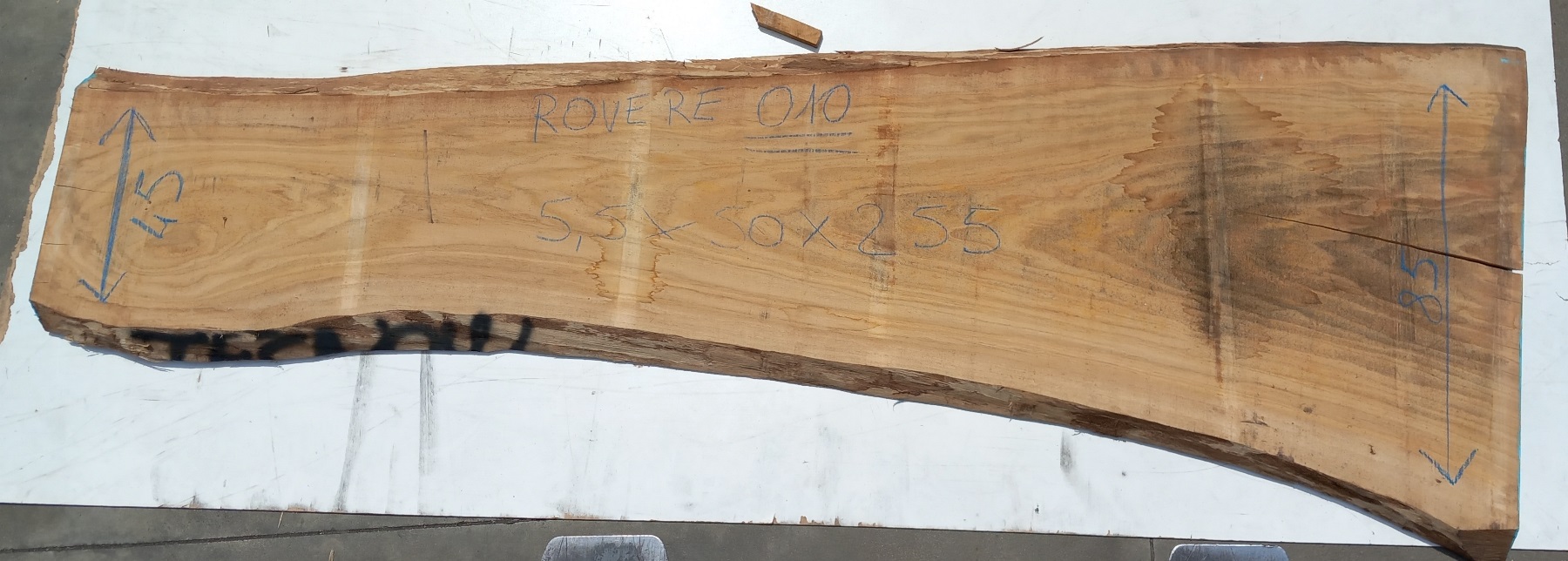 Tavola legno Rovere di Slavonia Non Refilato Grezzo Prima Scelta mm 55 x  500 x 2550