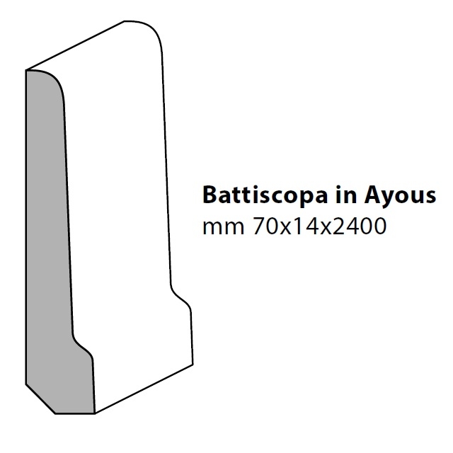 Battiscopa in Legno Massello di Ayous mm 70 x 14 x 2400