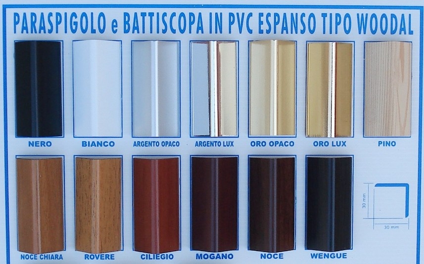 Paraspigoli Coprispigoli in PVC: Paraspigolo Coprispigolo in PVC Vari  Colori 30 x 30 x 3000 mm
