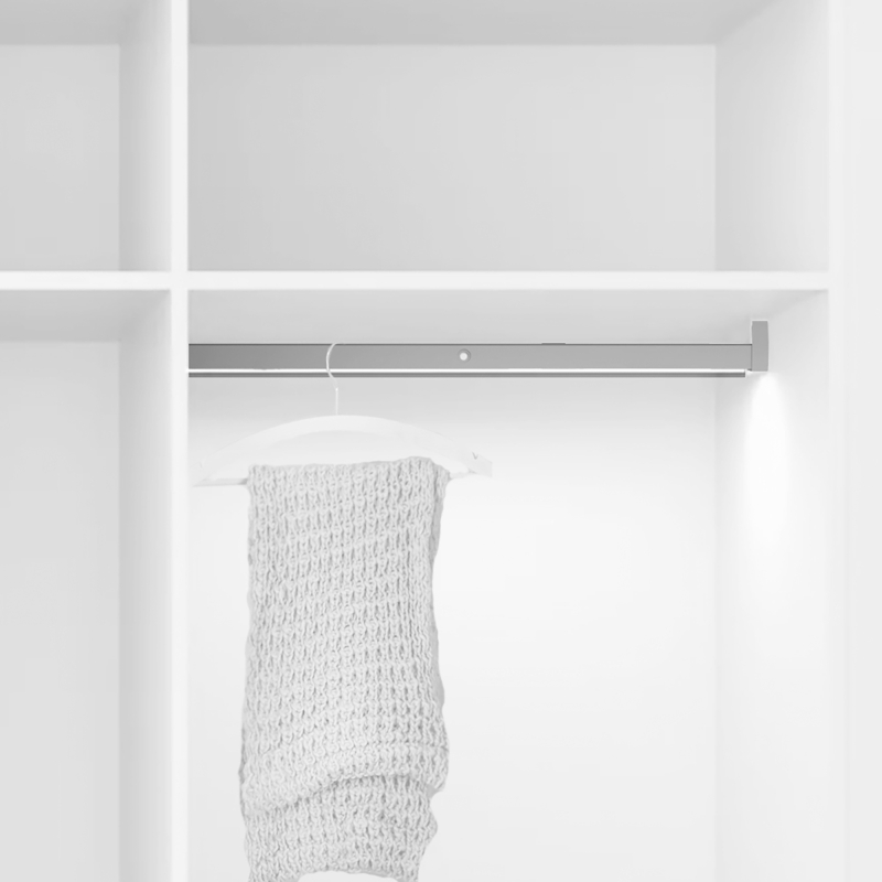 Emuca Barra appendiabili per armadi Polux con luce LED con sensore di movimento, 1.158, Anodizzato opaco