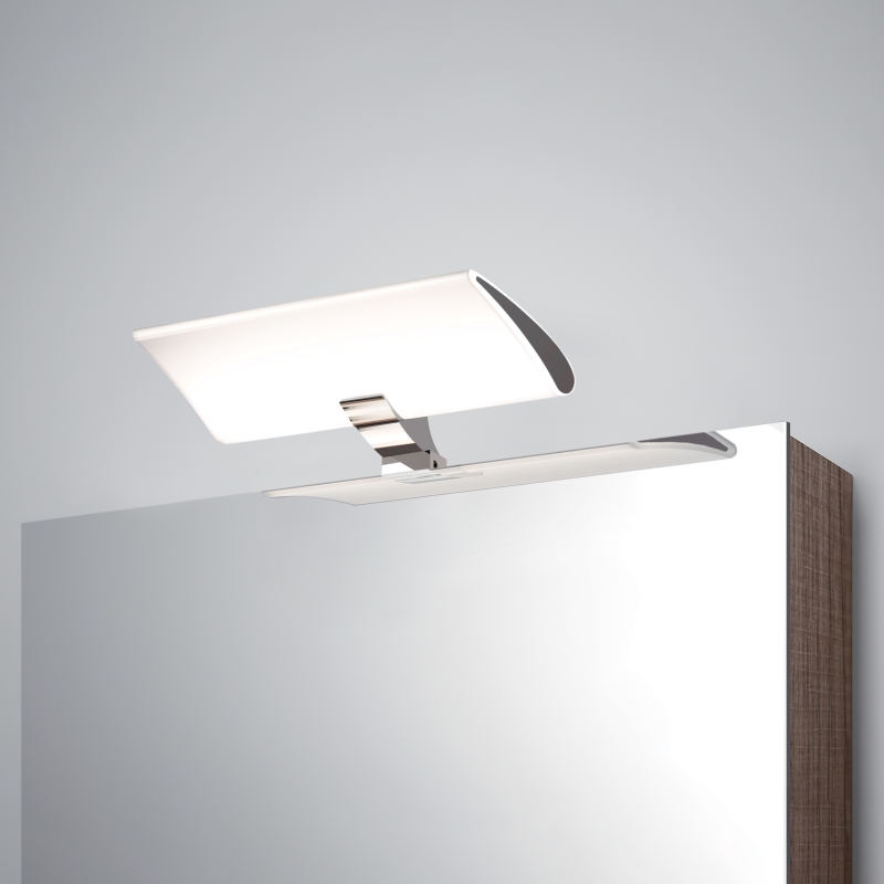 Emuca Faretto LED per specchio da bagno Aries, IP44, 300 mm, Tecnoplastica,  Cromato brillo
