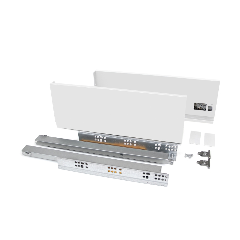 Emuca Cassetto esterno Vertex 40 kg altezza 131 mm, 500, Verniciato bianco, Acciaio