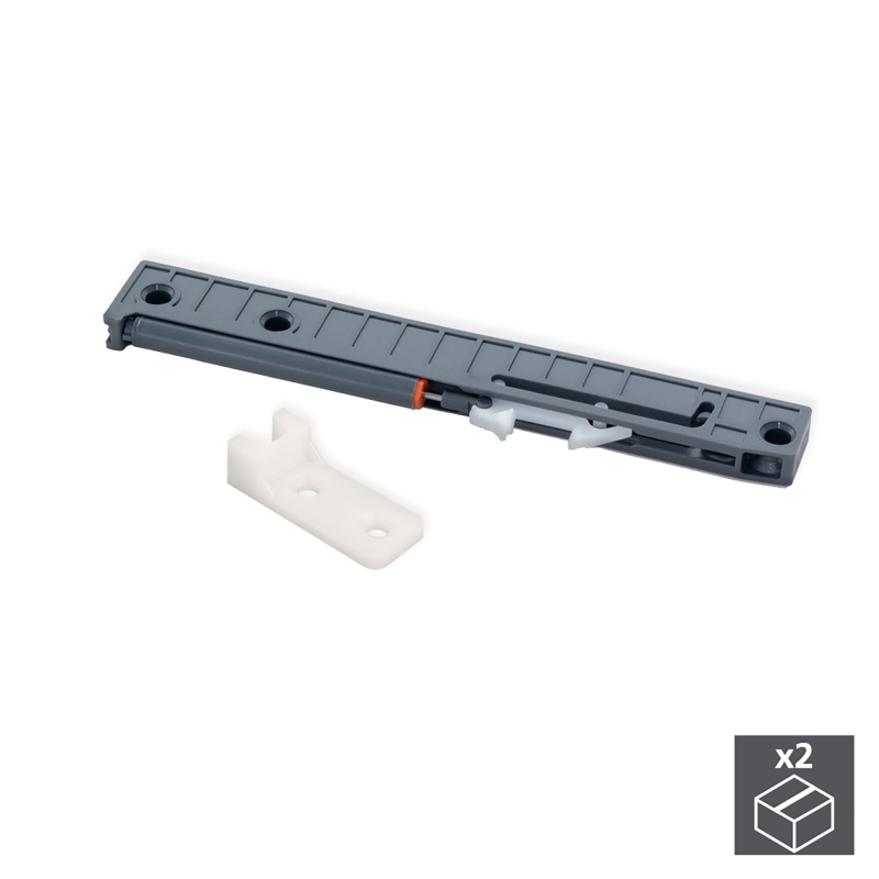 Emuca Meccanismo di chiusura soft per cassetti con guide a rotelle, 350-800 mm, Plastica, Grigio