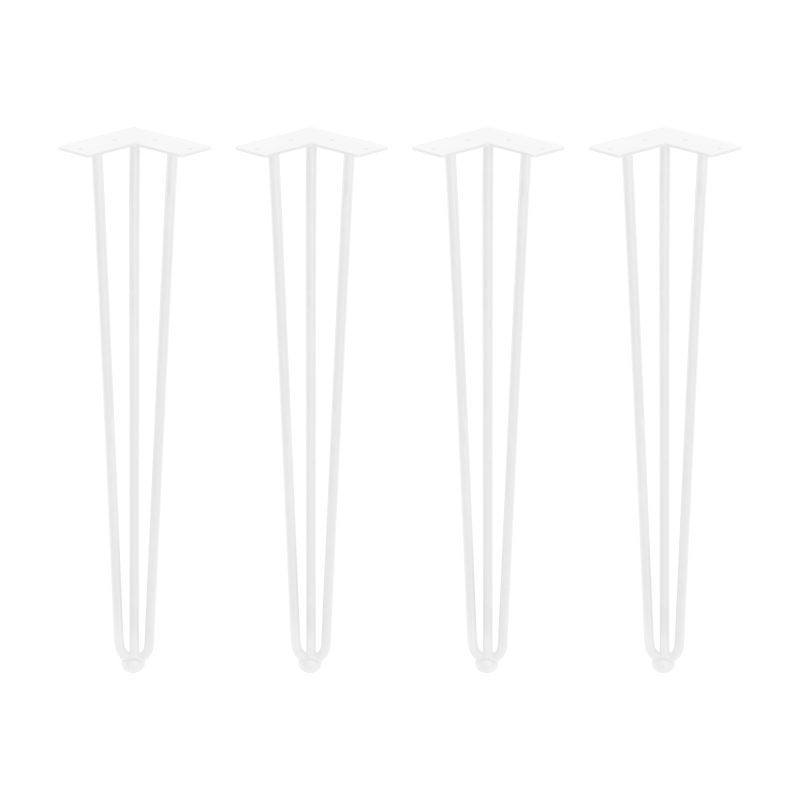 Emuca Set di gambe Hairpin di 3 bastoncini per tavolo, 710, Verniciato bianco, Acciaio