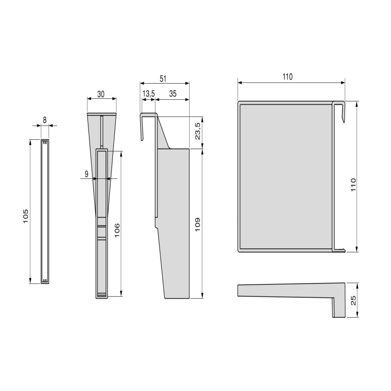 Emuca Set separatori regolabili per cassetti, 900mm, alluminio, bianco