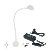 Emuca Applique LED Kuma rotondo, braccio flessibile, sensore touch, 2 USB, luce bianca naturale, Plastica, Bianco