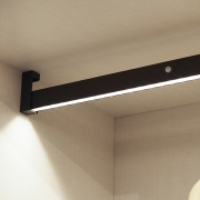 Emuca Barra appendiabili per armadi Castor con luce LED, batteria rimovibile e sensore di movimento, 1.158, Verniciato moka
