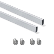 Emuca Kit tubo per armadio 30x15 mm alluminio, 0, 95 m, Anodizzato opaco, Alluminio e Zama