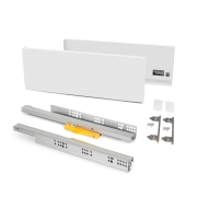 Emuca Cassetto esterno Vertex 40 kg altezza 178 mm con Push Sincro, 350, Verniciato bianco, Acciaio, 1 kit
