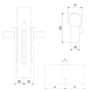 Emuca Cilindro serratura profilo europeo per porta, 30+30 mm, leva lunga, 5 chiavi, alluminio, nichel satinato, 5 sets.
