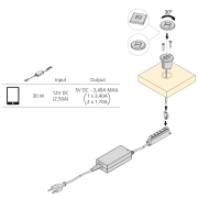 Emuca Connettore quadrato a incasso, 2 prese USB, 37 mm, Plastica, Grigio metallizzato