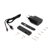 Emuca Connettore USB A+C Linky (81x12mm), 5V/9V DC 3A (15W), Plastica nera, Tecnoplastica