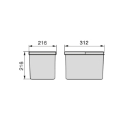 Emuca Contenitori per cassetti da cucina Recycle, Altezza 216, 1x12, Plastica grigio antracite, Tecnoplastica