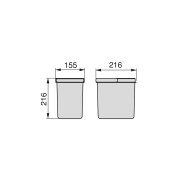 Emuca Contenitori per cassetti da cucina Recycle, Altezza 216, 2x6, Plastica grigio antracite, Tecnoplastica