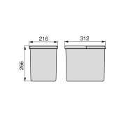 Emuca Contenitori per cassetti da cucina Recycle, Altezza 266, 2x15, Plastica grigio antracite, Tecnoplastica