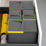 Emuca Contenitori per cassetti da cucina Recycle, Altezza 216, 1x12 + 2x6, Plastica grigio antracite, Tecnoplastica