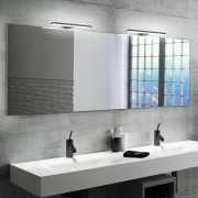 Emuca Faretto LED per specchio da bagno Leo (AC 230V 50Hz), 6 W, Verniciato nero, Tecnoplastica