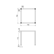 Emuca Gambe quadrate e struttura per tavolo, 50x50mm, 750x750, Verniciato bianco, Acciaio