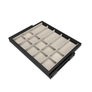 Emuca Kit cassetto organizzatore e telaio con guide a chiusura morbida per armadio, regolabile, modulo 600mm, Nero testurizzato e grigio pietra