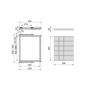 Emuca Kit cassetto organizzatore e telaio con guide a chiusura morbida per armadio, regolabile, modulo 600mm, Nero testurizzato e grigio pietra