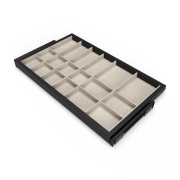 Emuca Kit cassetto organizzatore e telaio con guide a chiusura morbida per armadio, regolabile, modulo 800mm, Nero testurizzato e grigio pietra