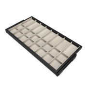 Emuca Kit cassetto organizzatore e telaio con guide a chiusura morbida per armadio, regolabile, modulo 900mm, Nero testurizzato e grigio pietra