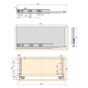 Emuca Kit cassetto per cucina o bagno Vertex di altezza 178 mm con pannelli inclusi., 900, Verniciato bianco, Vari