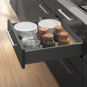 Emuca Kit cassetto per cucina o bagno Vertex di altezza 178 mm con pannelli inclusi., 900, Grigio antracite, Vari