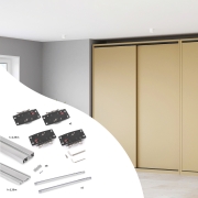 Emuca Kit di ferramentaper Flow2 2 porte scorrevoli e armadio con chiusura soft con binari di superficie 2,35 m, pannelli non inclusi, Anodizzato opaco