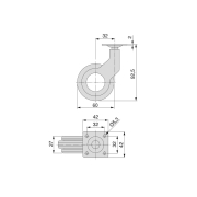 Emuca Kit di ruote Hole 2 con piastra per montaggio, Ø 50, Verniciato nero, Acciaio e Tecnoplastica