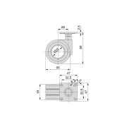 Emuca Kit di ruote Hole con piastra per montaggio, Ø 65, Verniciato nero, Acciaio e Tecnoplastica