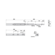 Emuca Kit guide per cassetti, a sfera, 45 x 350 mm, estrazione totale, chiusura soft, Zincato, 5 u.