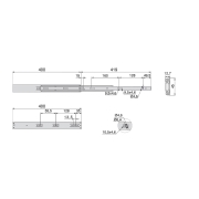 Emuca Kit guide per cassetti, a sfera, 45 x 400 mm, estrazione totale, chiusura soft, Zincato, 5 u.