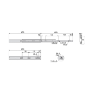 Emuca Kit guide per cassetti, a sfera, 45 x 450 mm, estrazione totale, chiusura soft, Zincato, 5 u.