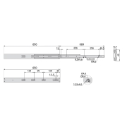 Emuca Kit guide per cassetti, a sfera, 45 x 650 mm, estrazione totale, chiusura soft, Zincato, 5 u.