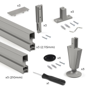 Emuca Kit struttura modulare Zero con ferramenta e profili per il montaggio a pavimento e a parete con dispositivo di li, 1 kit