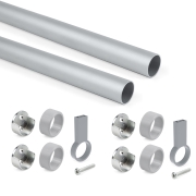 Emuca Kit tubo per armadio rotondo Ø28, 1,15 m, Anodizzato opaco, Alluminio e Zama