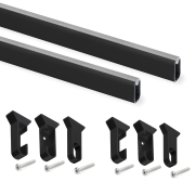 Emuca Kit tubo per armadio Silk, 1,15 m, Verniciato nero, Alluminio e Tecnoplastica