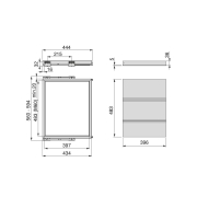 Emuca Kit vassoio e telaio con guide a chiusura morbida per armadio, regolabile, modulo 600mm, Nero testurizzato