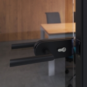 Emuca Maniglie per serrature di porte da interno in vetro, Modello L-R, alluminio, verniciato nero